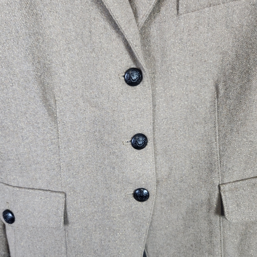 NWOT Banana Republic Tan Gold Metallic‎ Wool Blend Military Blazer Size 6 #0572 - Picture 4 of 14